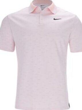 NWT Mens Nike Dri Fit Tour Micro Print Peachy Pink Polo Shirt Golf size M XL NEW